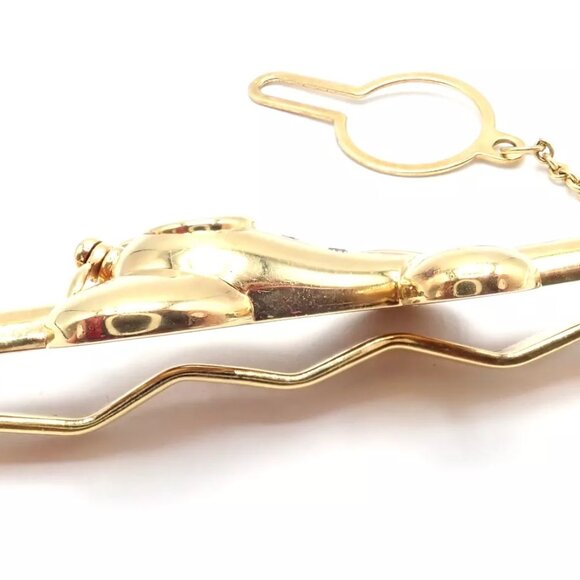 Authentic! Vintage Chopard 18k Yellow Gold Happy Diamond Airplane Tie Clip Clasp - Picture 10 of 10